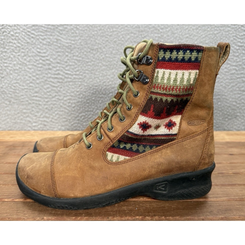 Keen Boots Womens 9 Brown Leather Southwestern Knit Bern Baby Bern Ankle Boot